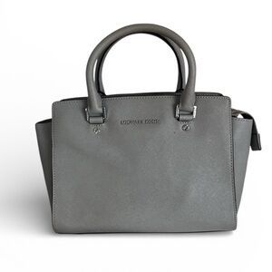 Michael Kors Selma Medium Saffiano Leather Satchel - Pearl Grey